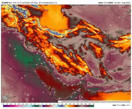 هشدار قرمز هواشناسی برای گرمای ۵۰ درجه بارشهای سیل آسا در ۳ استان
